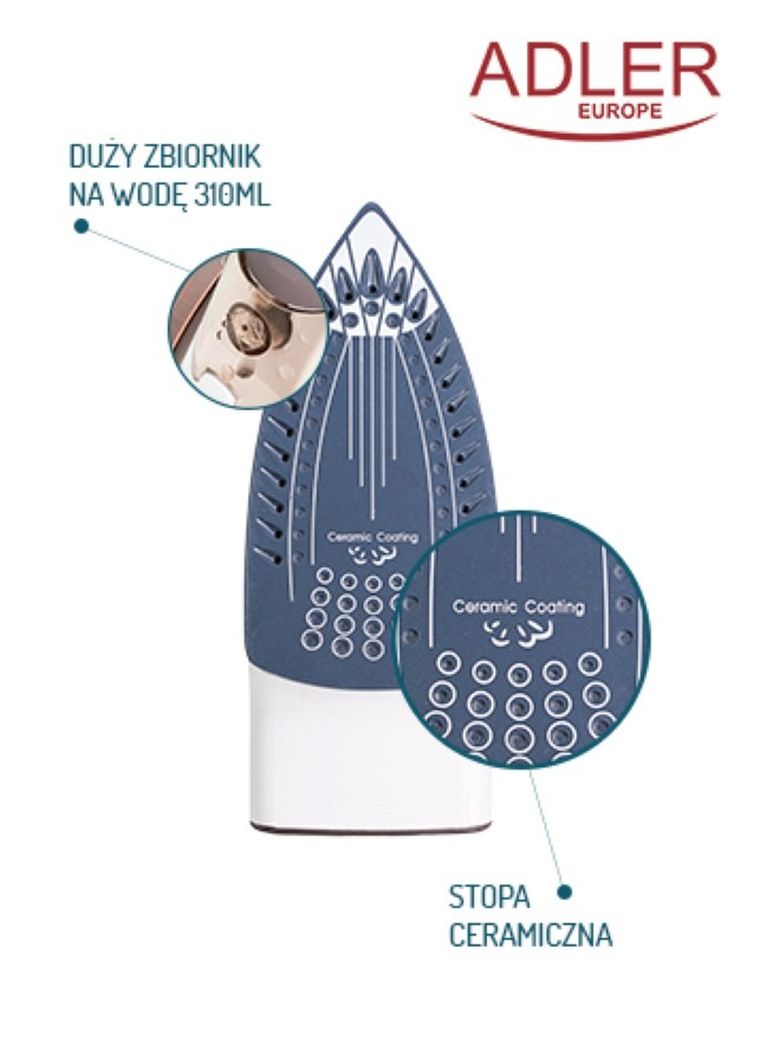 Adler, żelazko ceramiczne AD 5030, 3000W
