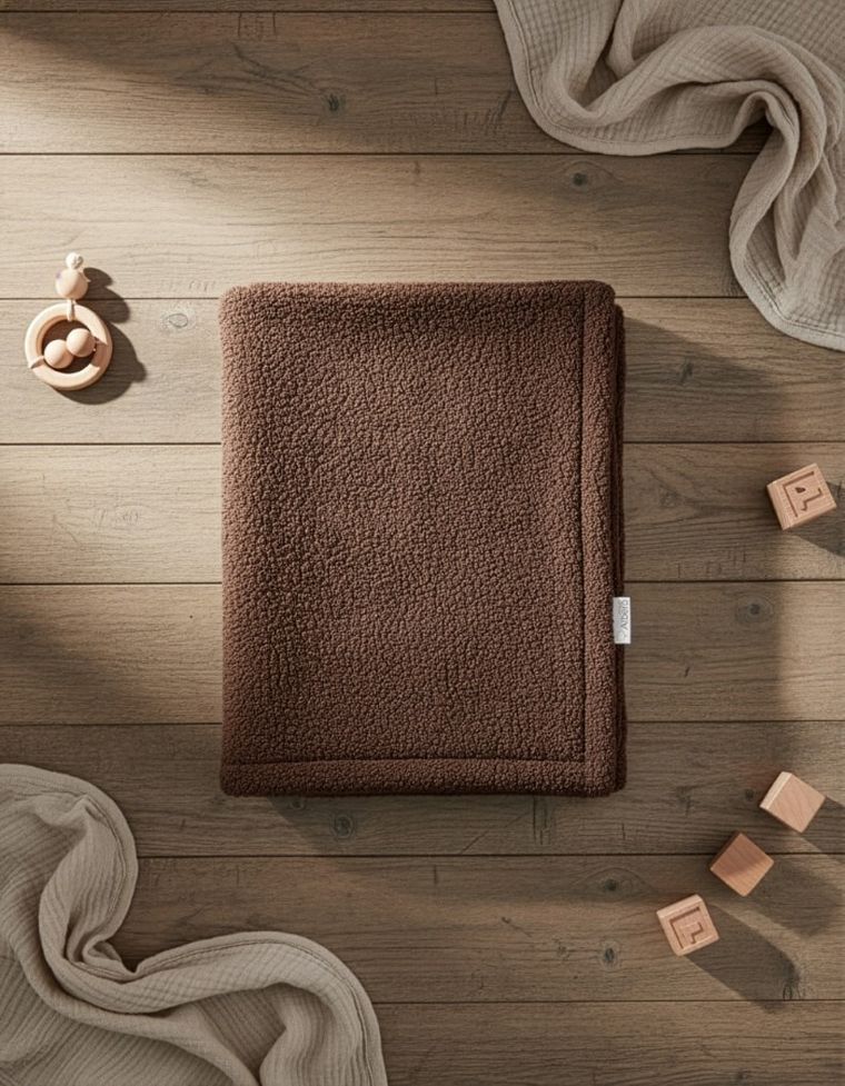 Albero Mio, Cotton Muślin & Boucle, kocyk boucle, brąz, 75-100 cm