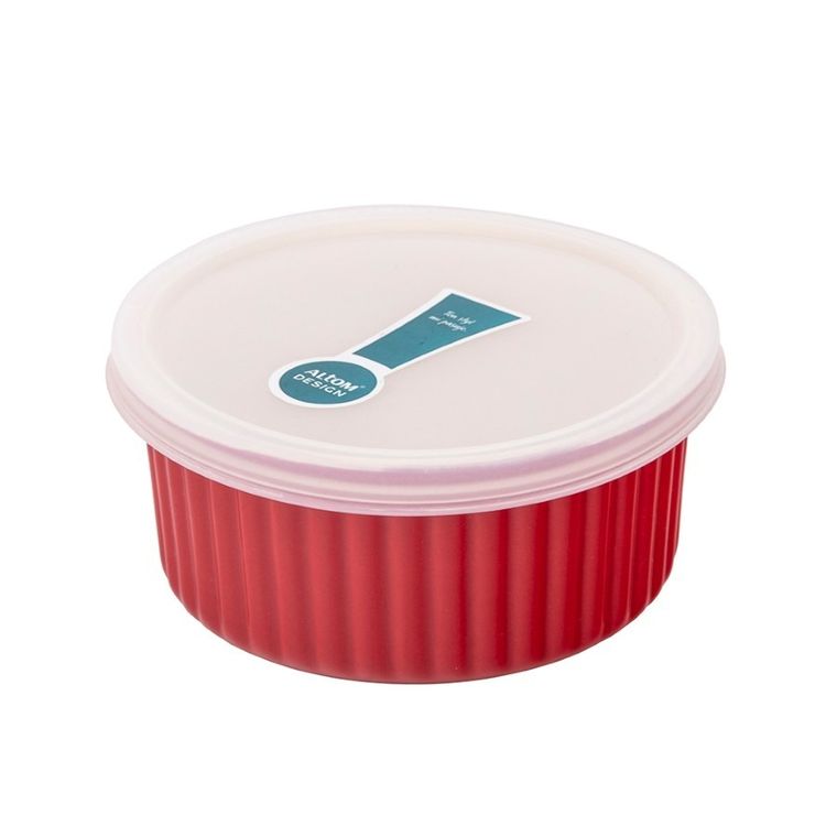 Altom Design, Red Chilli, ramekin ceramiczny z pokrywką, 12,5-6 cm, 370 ml