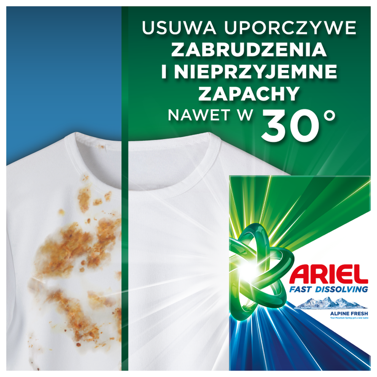 Ariel, proszek do prania, detergent piorący, 1.65 kg, 30 prań, Alpine Fresh