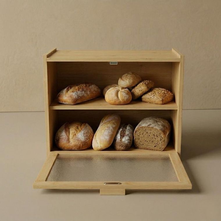 Aromelio, Doppio, bambusowy chlebak, piętrowy, 17-40-31 cm