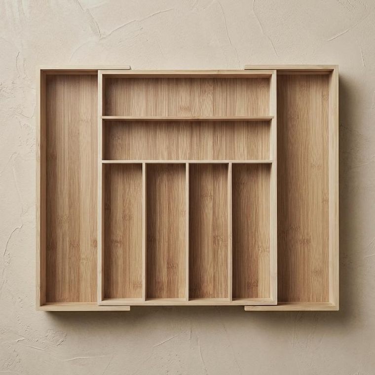 Aromelio, Vario, rozkładany organizer na sztućce, bambusowy, 53-33-43 cm