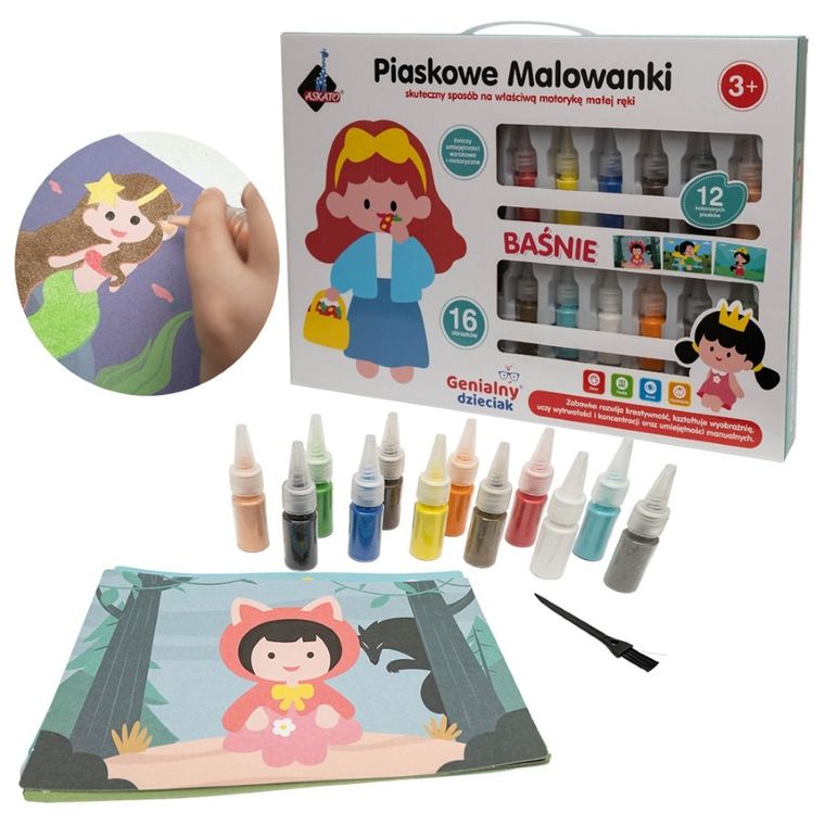 Askato, Genialny dzieciak, piaskowa malowanka, wyklejanka, baśnie