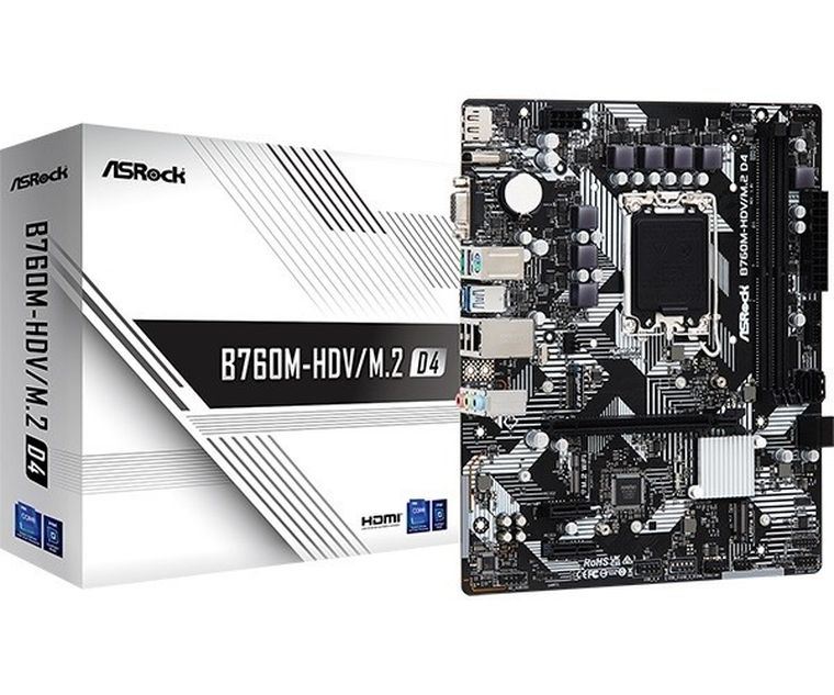 ASRock, płyta główna, B760M-HDV/M.2 D4 s1700 2DDR4 DP/HDMI mATX