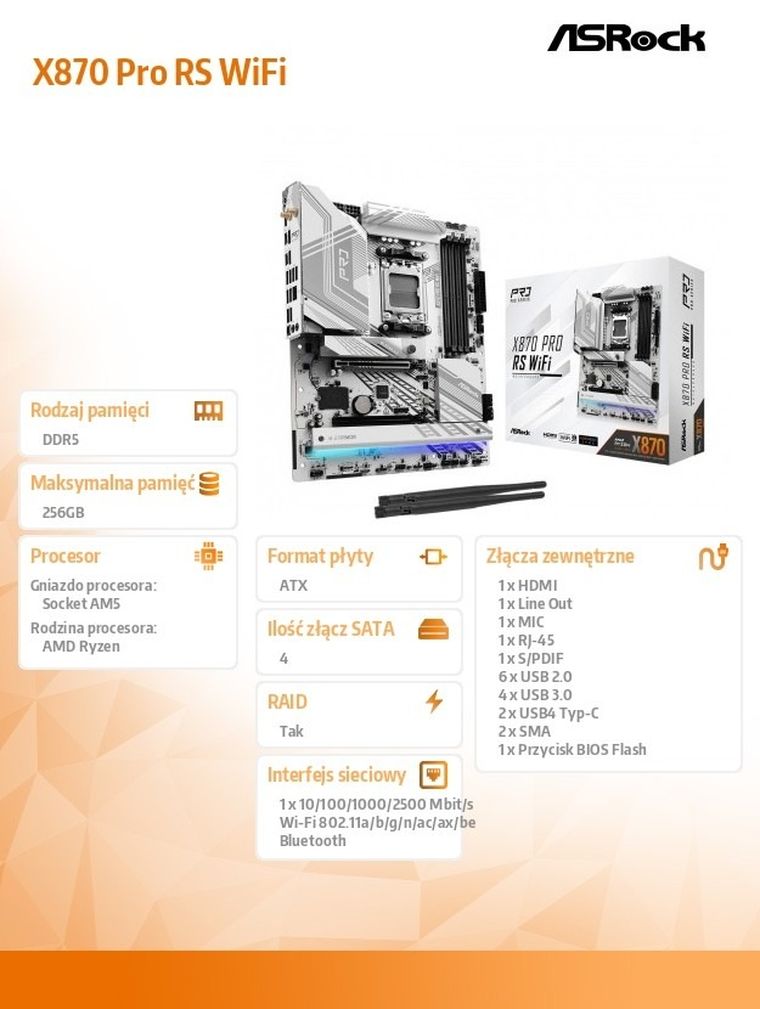 Asrock, płyta główna, X870 Pro RS WiFi