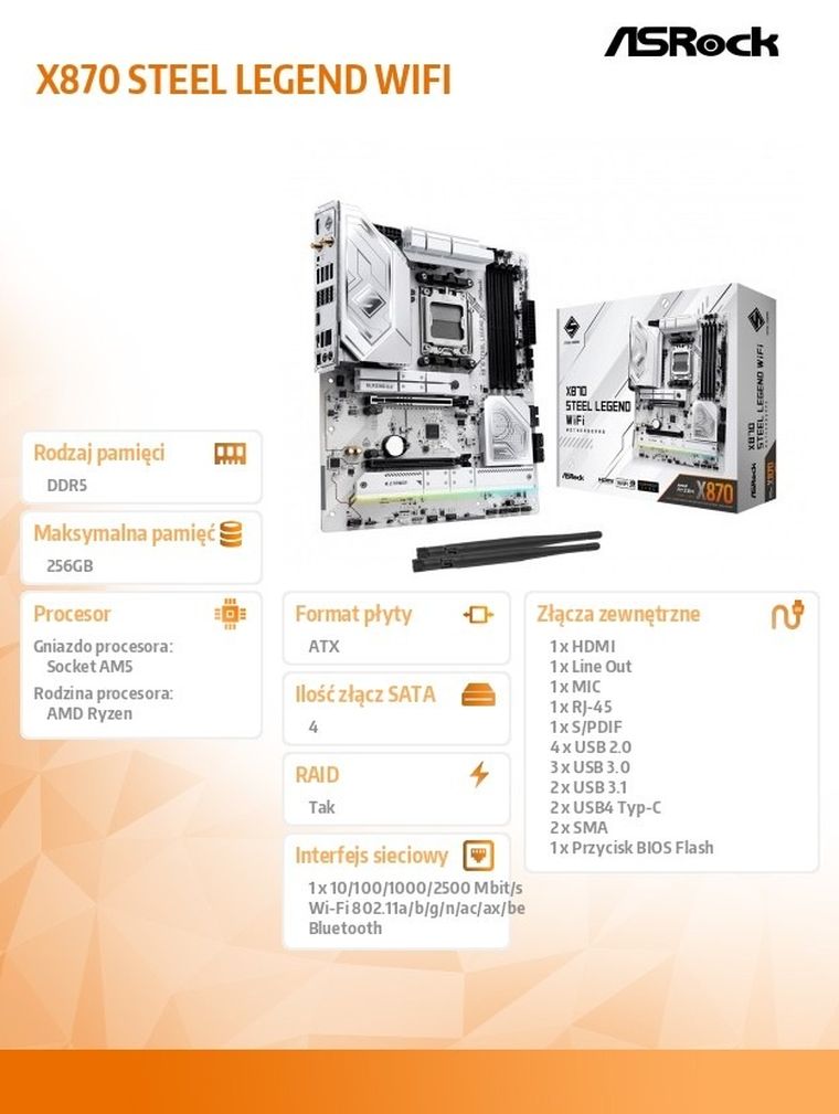 Asrock, płyta główna, X870 Steel Legend WiFi