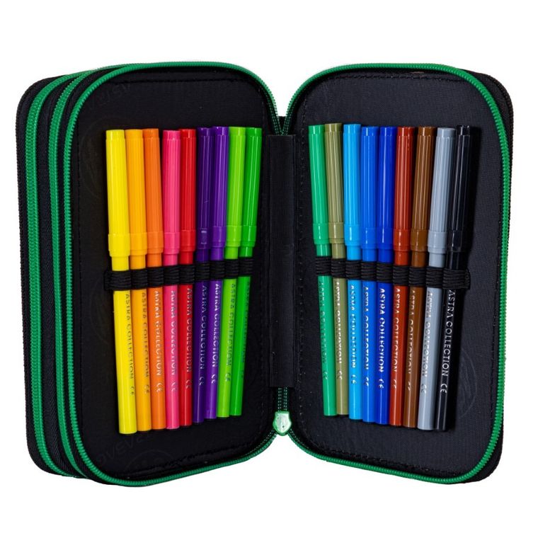 Astrabag, piórnik rozkładany, potrójny, z wyposażeniem, Pixel Hero