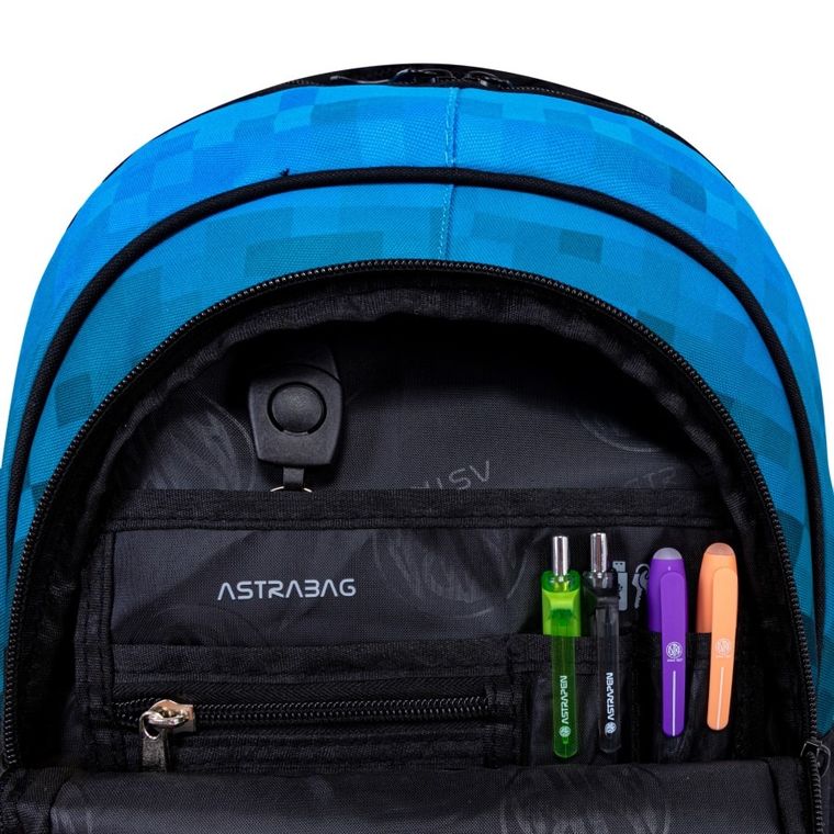 Astrabag, plecak szkolny, 3-komorowy, Blue Pixel