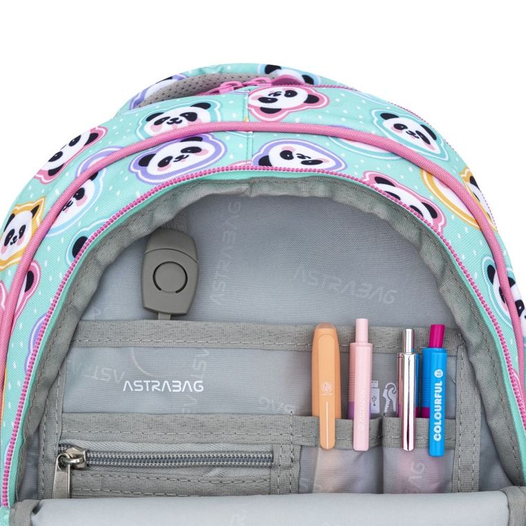 Astrabag, plecak szkolny, 3-komorowy, Minty Pandas
