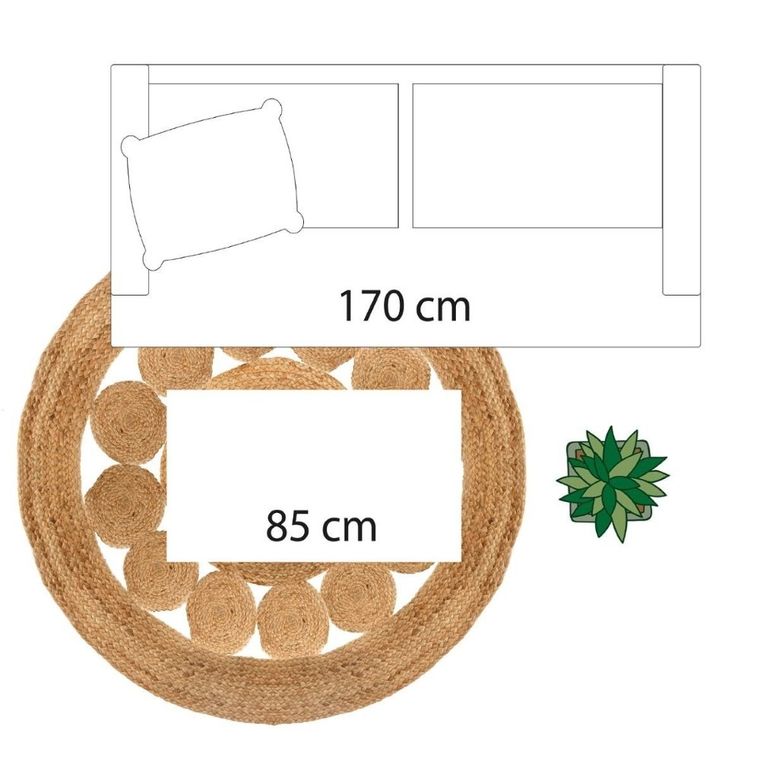 Atmosphera, dywan dekoracyjny z juty, Ø 120 cm, okrągły