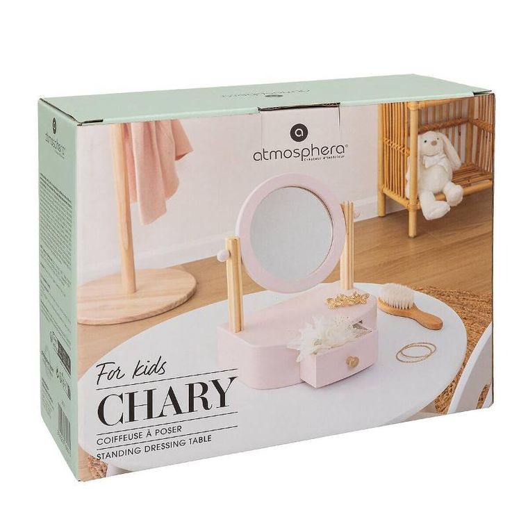 Atmosphera for kids, lusterko kosmetyczne dla dziecka, różowe, 22-17,5-28 cm