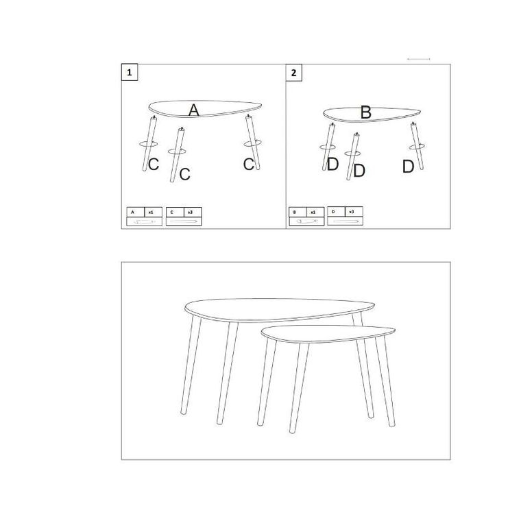 Atmosphera, komplet stolików kawowych, Mileo, łezka, 2 szt.