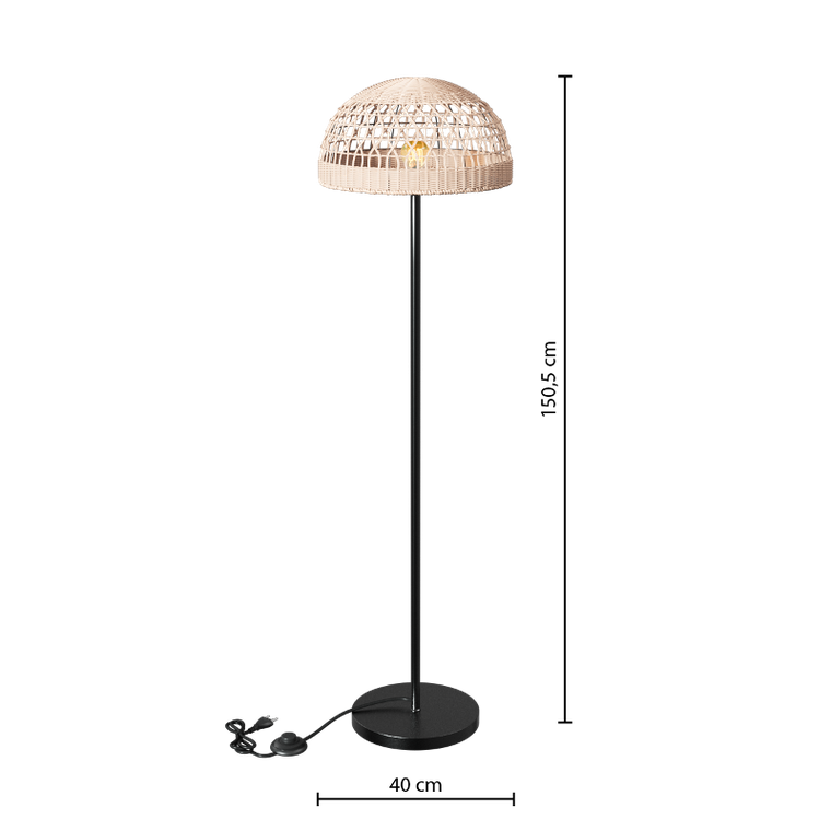 Atmosphera, Rory, lampa podłogowa z plecionym abażurem, 40-150,5 cm