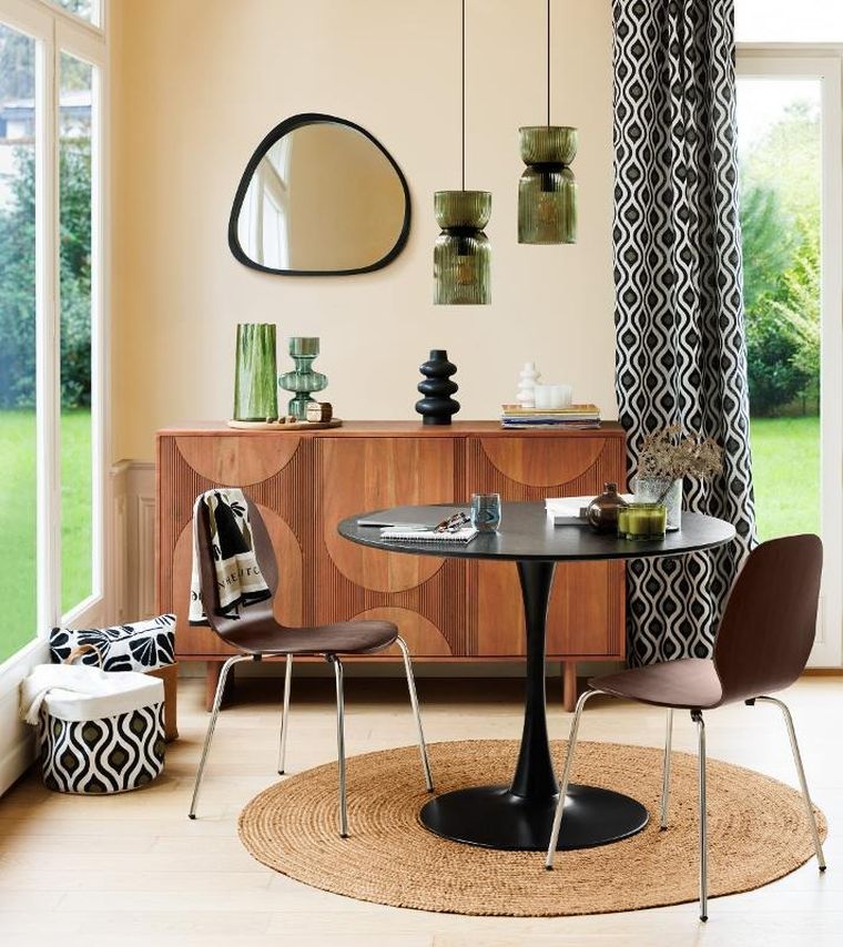 Atmosphera, Wayne, lustro ścienne organiczne w czarnej ramie, 56,5-63 cm