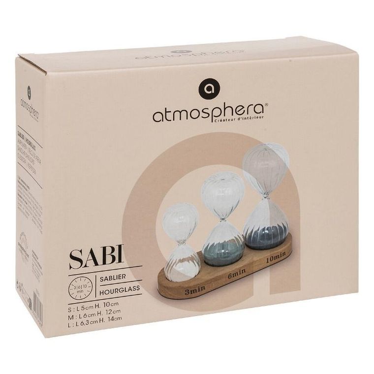 Atmosphera, zestaw trzech klepsydr dekoracyjnych, Sabi, wys. 15 cm