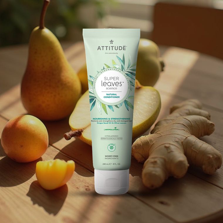 Attitude, odżywka wzmacniająca włosy z olejem z pestek winogron i liśćmi oliwek, 240 ml