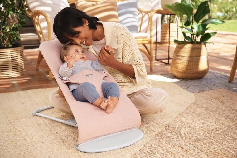 BabyBjörn, Bliss Woven, leżaczek, jasny róż, melanż