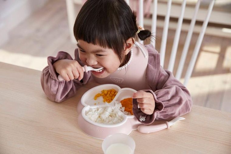 BabyBjörn, Dinnerware, zestaw obiadowy, Powder Pink, 8 szt.