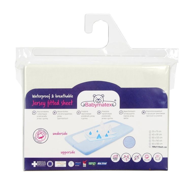 BabyMatex, prześcieradło nieprzemakalne, jersey, kremowe, 70-140 cm
