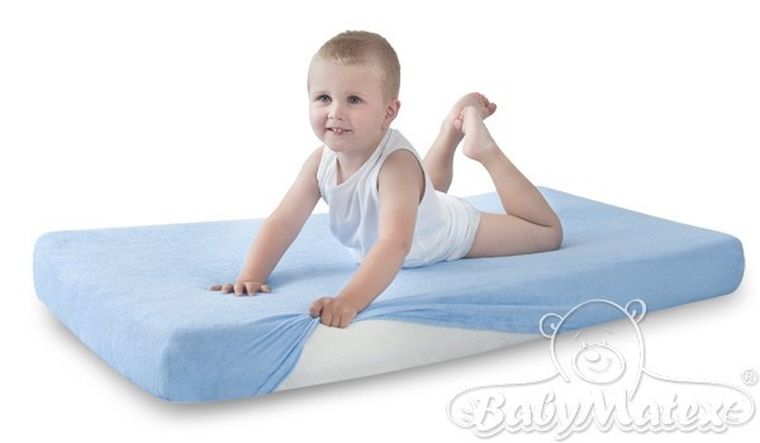 BabyMatex, prześcieradło z gumką, frotte, jasnoniebieskie, 60-120 cm
