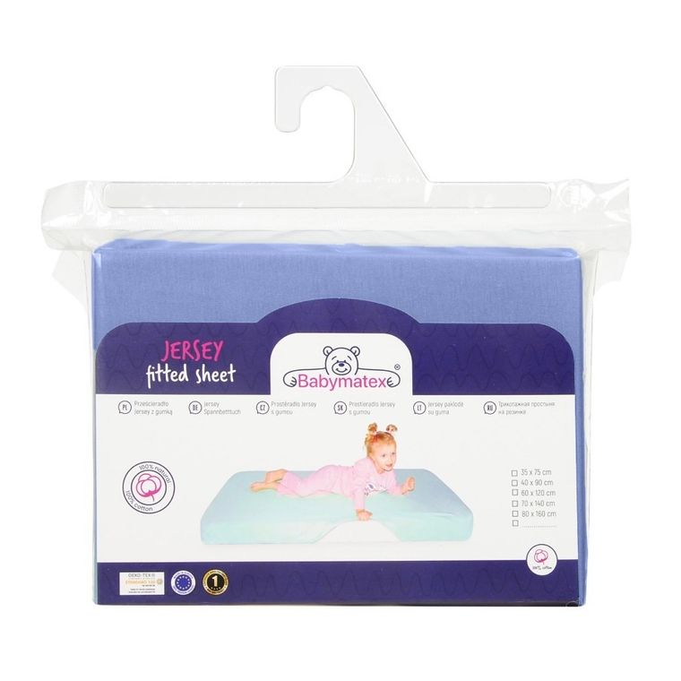 BabyMatex, prześcieradło z gumką, jersey, niebieskie, 60-120 cm