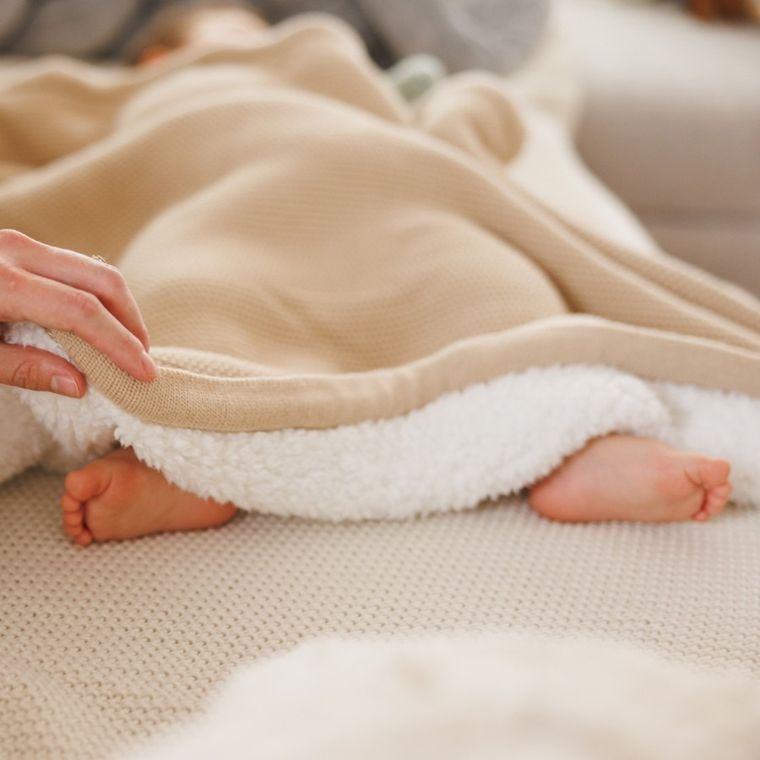 BabyOno, kocyk bawełniany z ociepleniem, beżowy, 75-100 cm