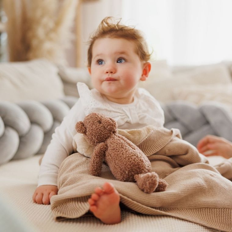 BabyOno, kocyk bawełniany z ociepleniem, jasny beż, 75-100 cm