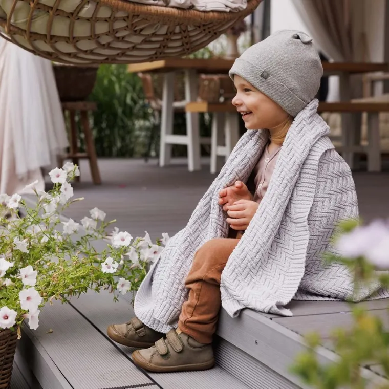 BabyOno, kocyk dzianinowy, bawełniany, szary