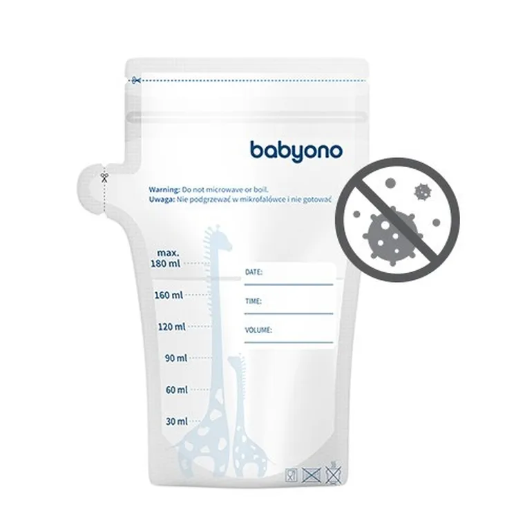 BabyOno, woreczki do przechowywania pokarmu, 180 ml, 30 szt.