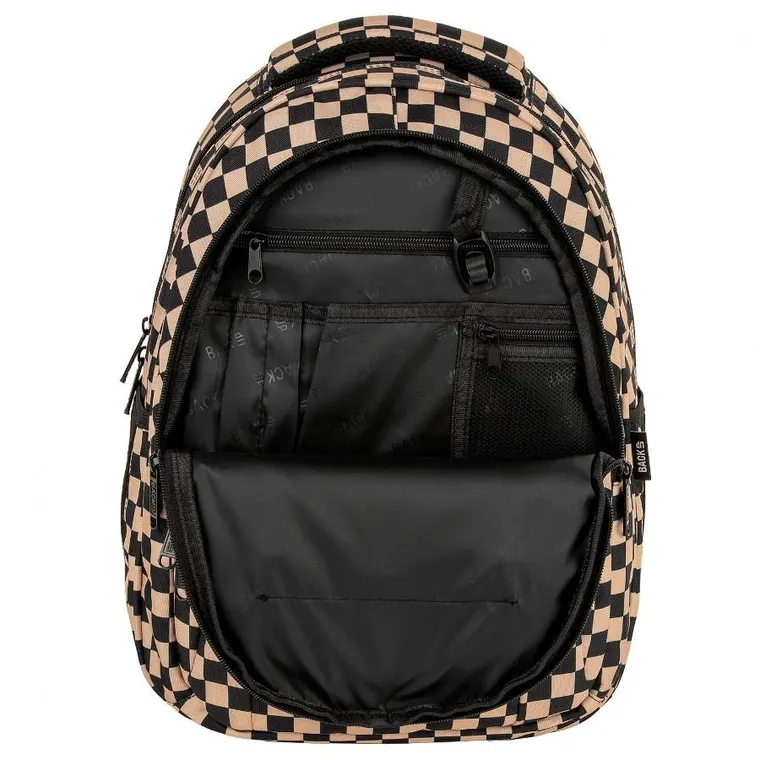 BackUp, plecak szkolny, 3-komorowy, Szachownica beż