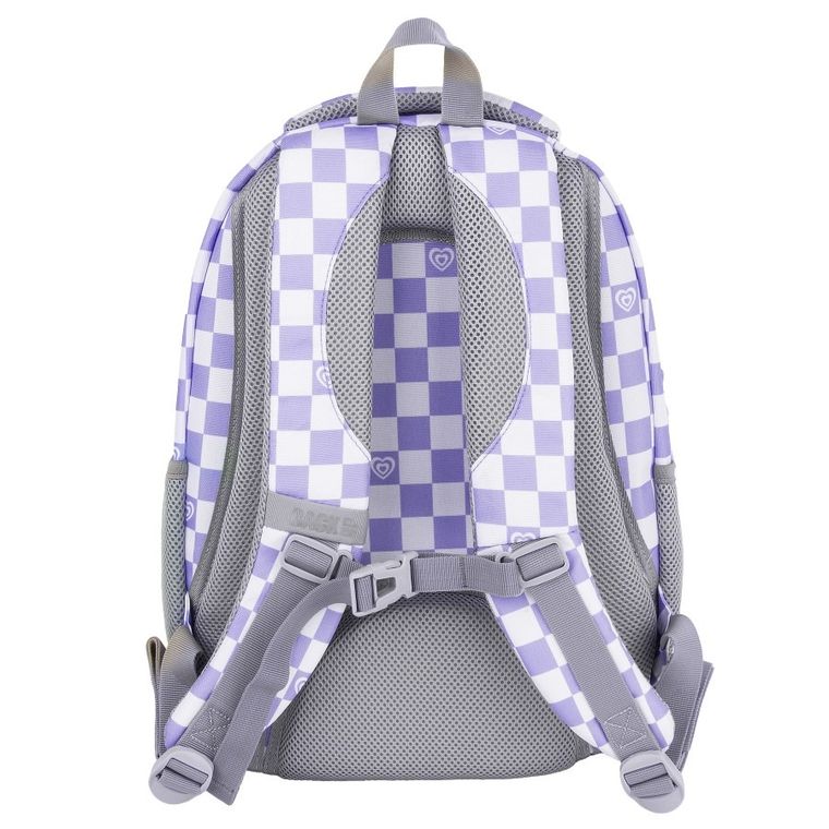 BackUp, plecak szkolny, 3-komorowy, Szachownica Fiolet