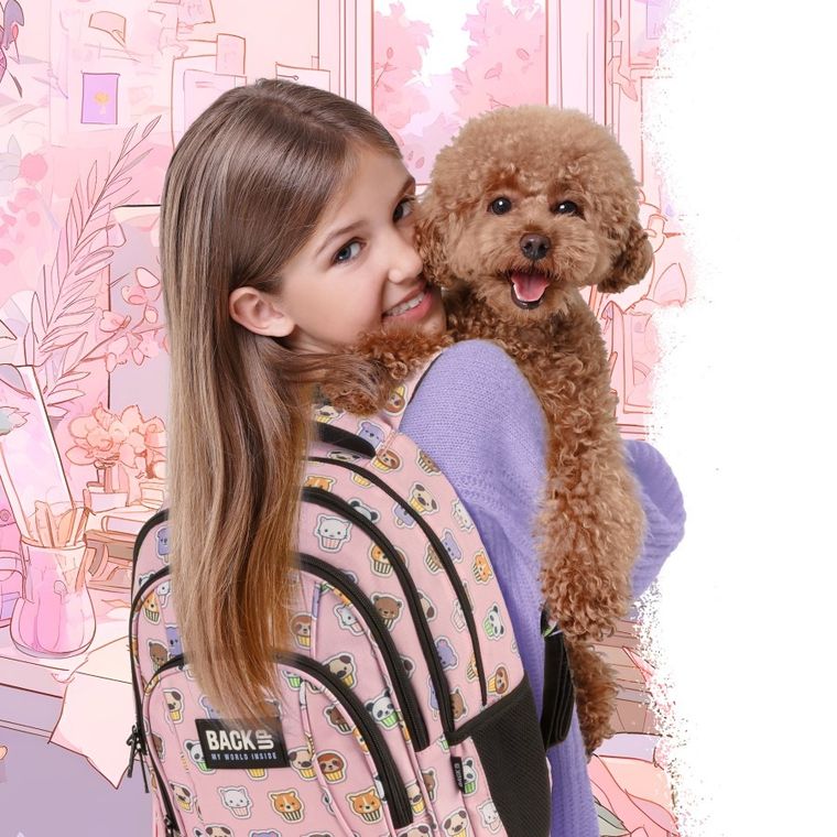 BackUp, plecak szkolny, 4-komorowy, Zwierzaki Muffins