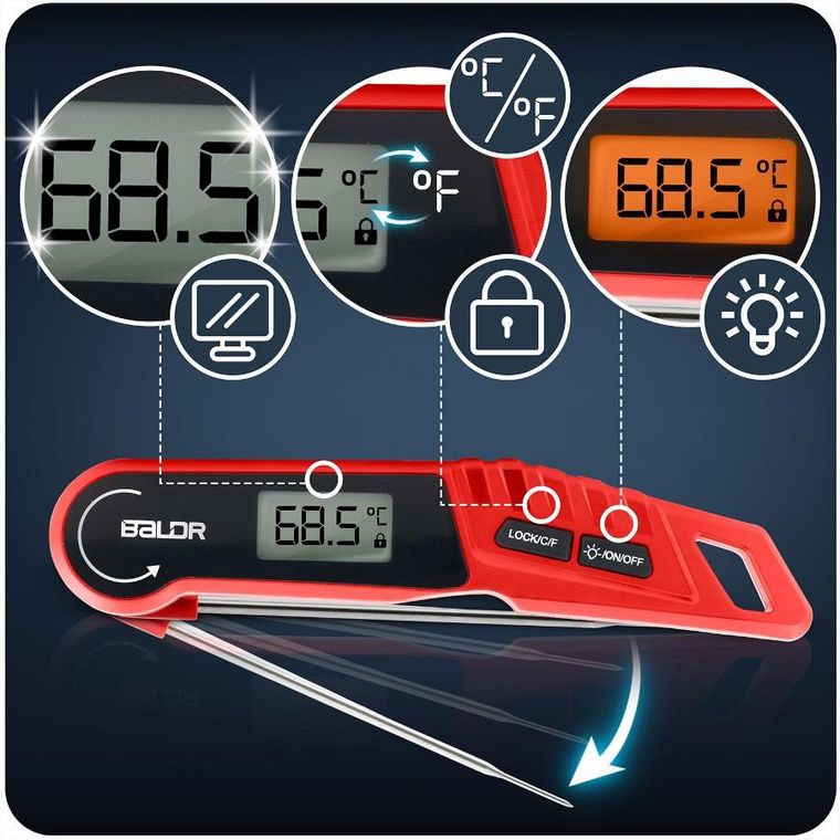 Baldr, termometr kuchenny, do mięsa, z sondą, szpilkowy, BD-130