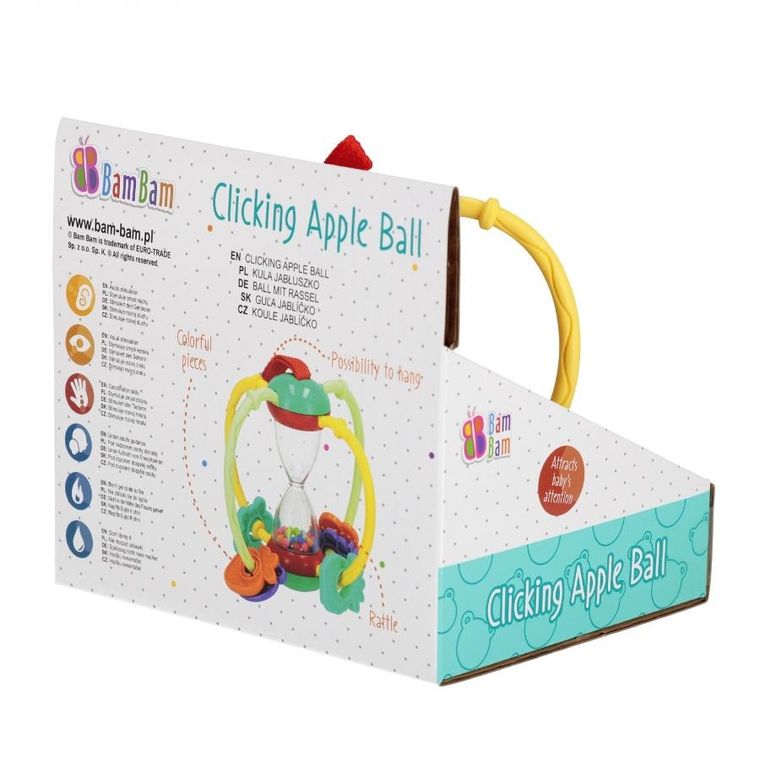Bam Bam, grzechotka, zabawka sensoryczna, jabłuszko