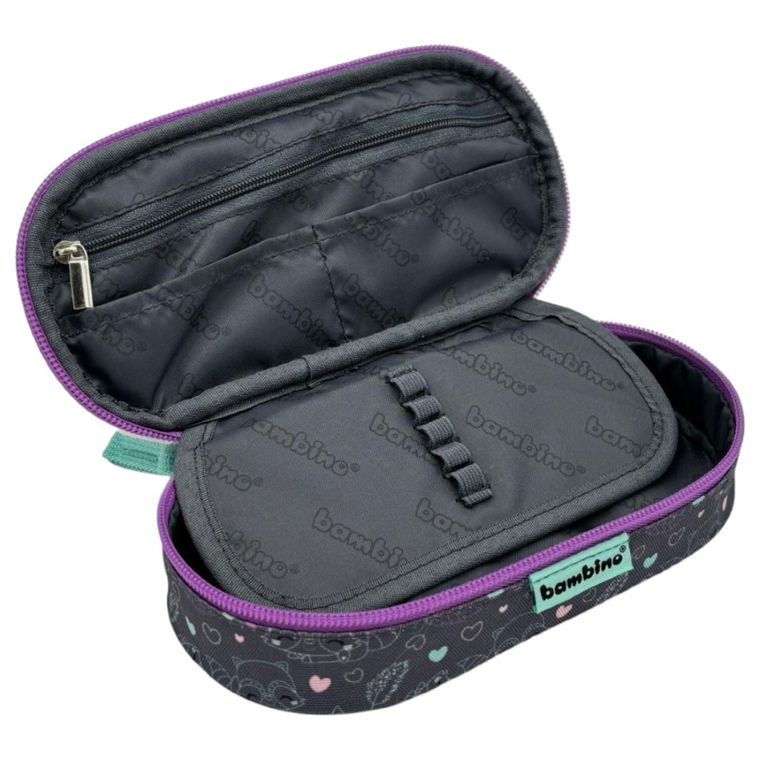 Bambino, piórnik, owalny, Racoon