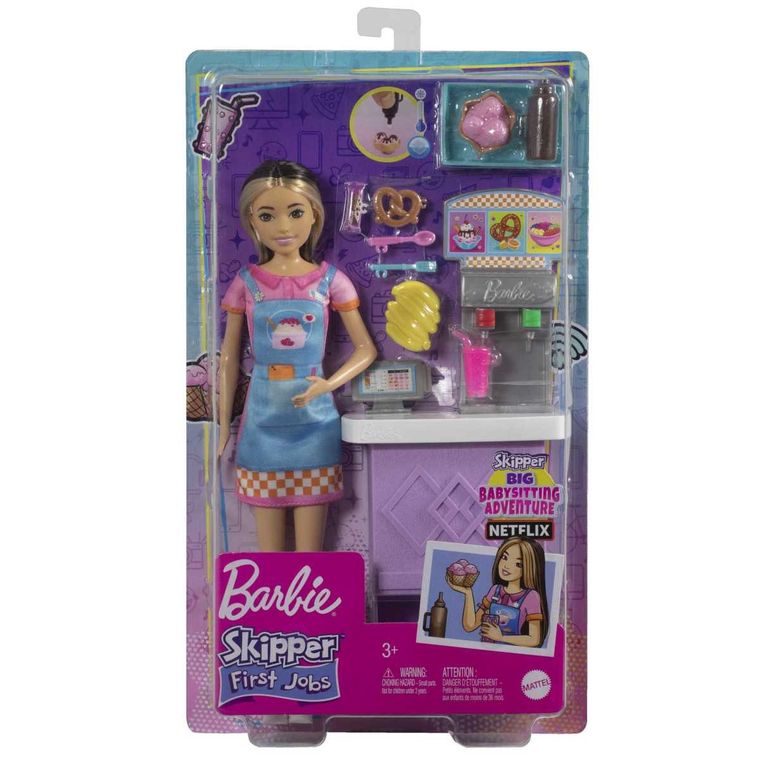 Barbie, Pierwsza praca - Bar z przekąskami, zestaw z lalką Skipper i akcesoriami