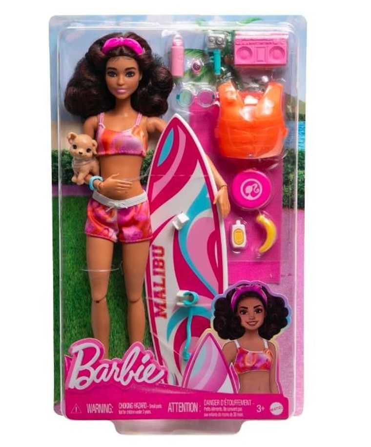 Barbie, Surferka, lalka brunetka z akcesoriami