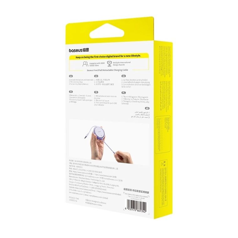 Baseus, kabel, Free2Pull 20W 1m, fioletowy