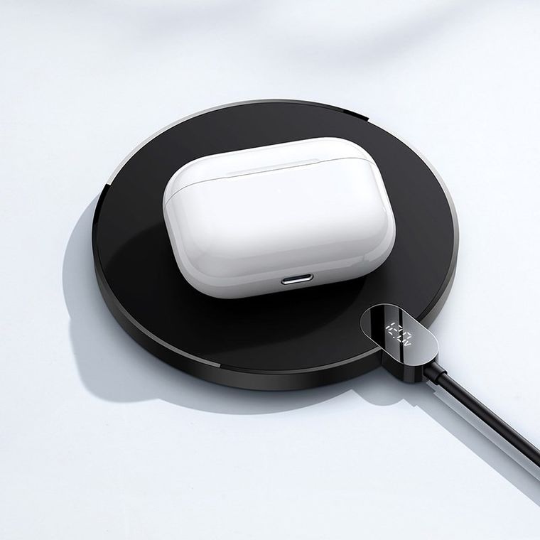 Baseus, ładowarka indukcyjna LED, czarna, 15W