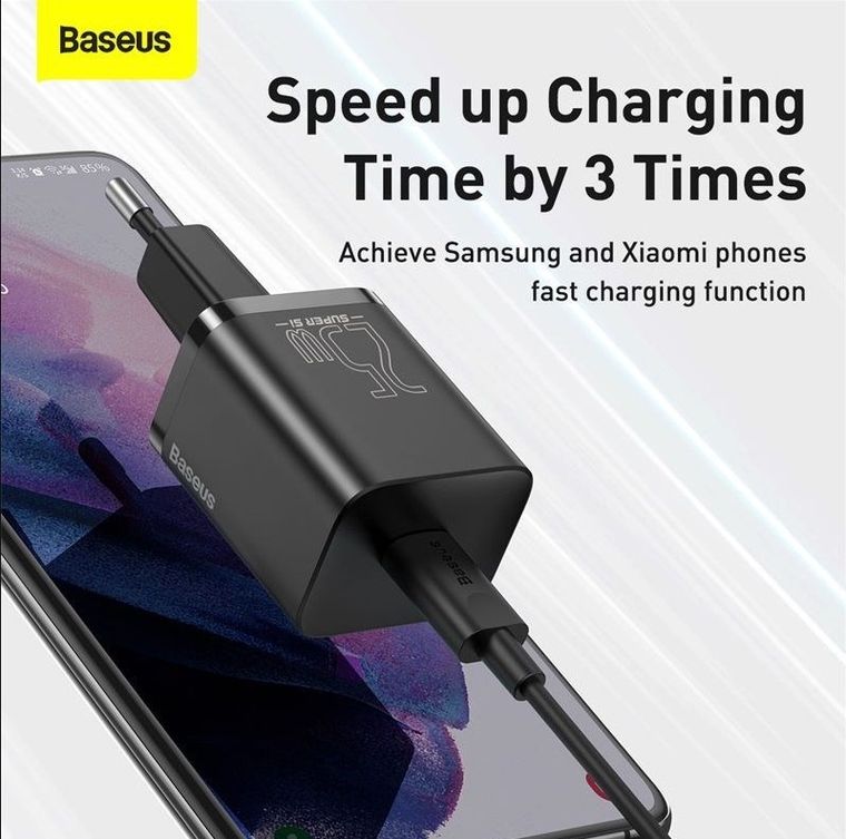 Baseus, ładowarka sieciowa z kablem USB-c do USB-c Tzccsup-l01 Super Si 1c 25w, czarna