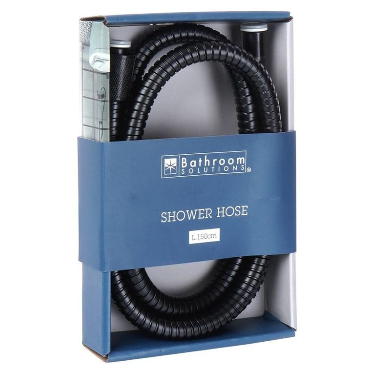 Bathroom Solutions, wąż prysznicowy, czarny, 150 cm