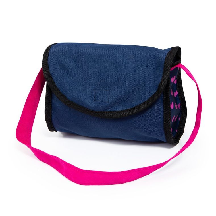 Bayer Design, Cosy, głęboki wózek dla lalek, zestaw z torbą i przewijakiem, granatowy w serca