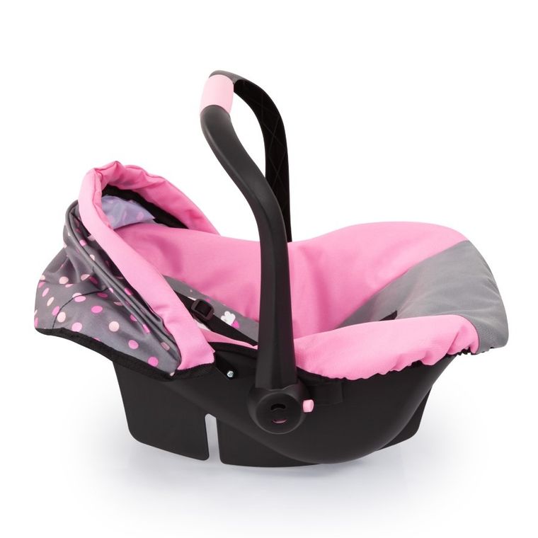 Bayer Design, Deluxe, fotelik samochodowy dla lalek z baldachimem, szaro-różowy z wróżką