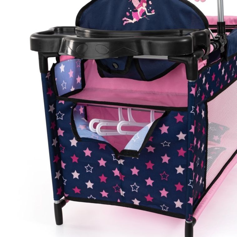Bayer Design, łóżko turystyczne dla lalek z karuzelą, granatowo-różowe