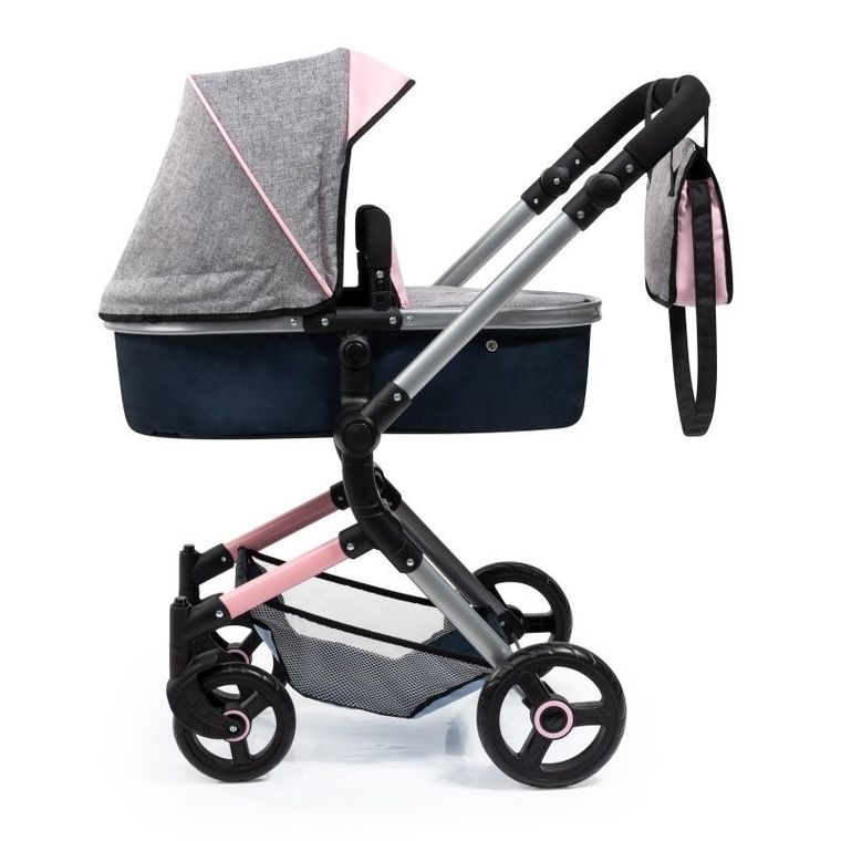 Bayer Design, Neo Vario Combi, głęboki wózek dla lalek z torbą, szary-granat-róż