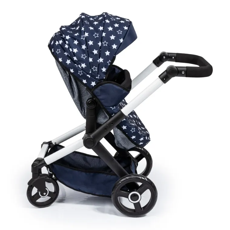 Bayer Design, Xeo Combi, głęboki wózek dla lalek z torbą, ciemnoniebieski z gwiazdkami