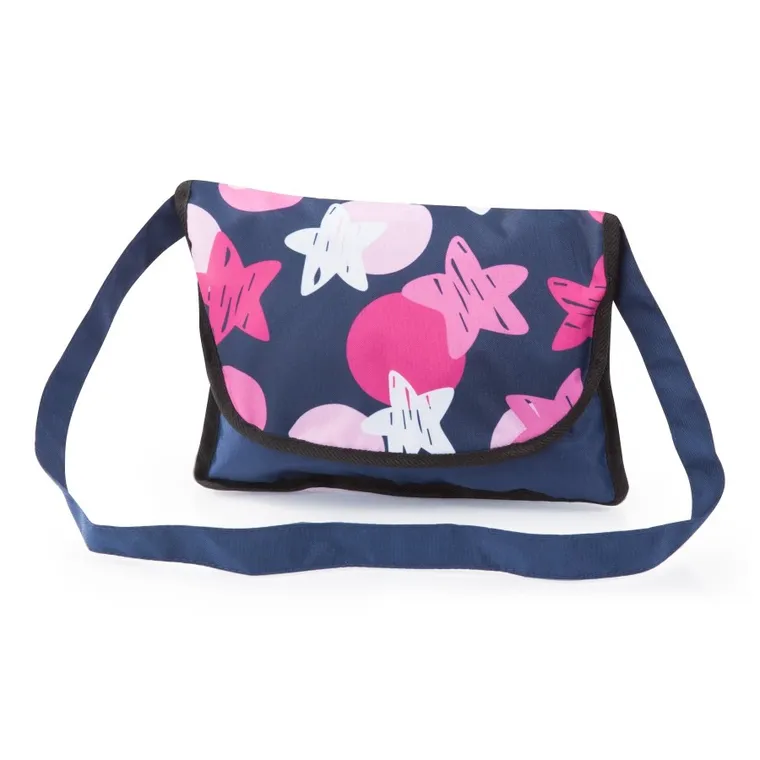 Bayer Design, zestaw podróżny dla lalek: łóżeczko turystyczne, krzesełko do karmienia, mata, torba, akcesoria, granaowy w gwiazdy