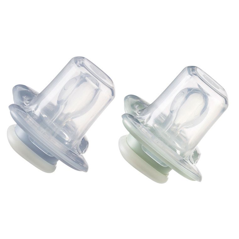 b.box, Glow in the dark, smoczek symetryczny, 6m+, błękit/szałwia, 2 szt.