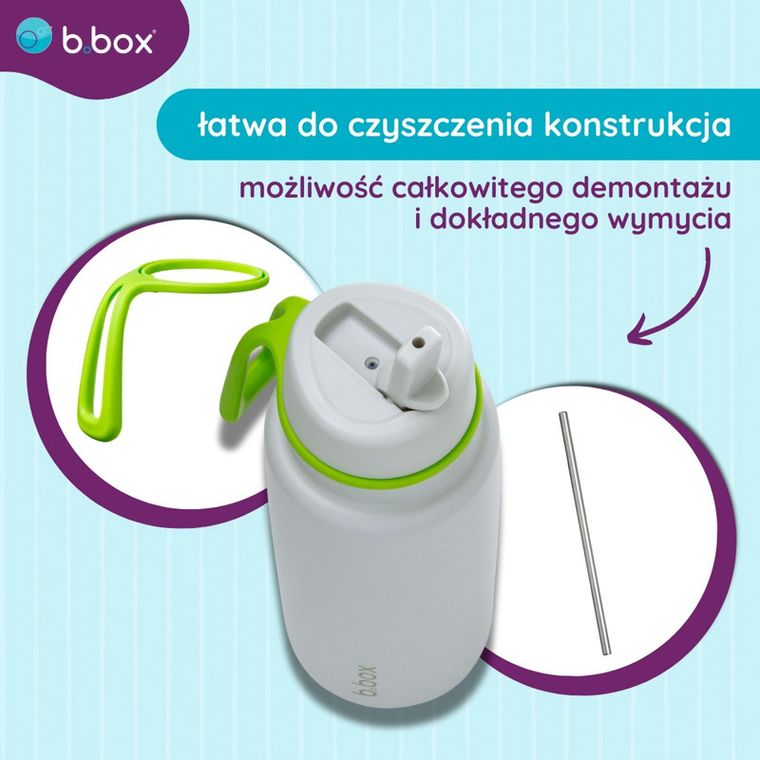 b.box, Lime Time, butelka termiczna ze składanym ustnikiem, stal nierdzewna, 1l