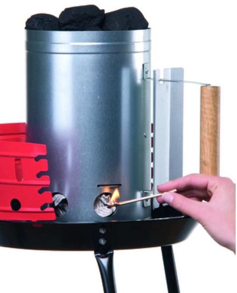 BBQ Line, komin rozpalacz do grilla, z drewnianą rączką, wys. 27,5 cm